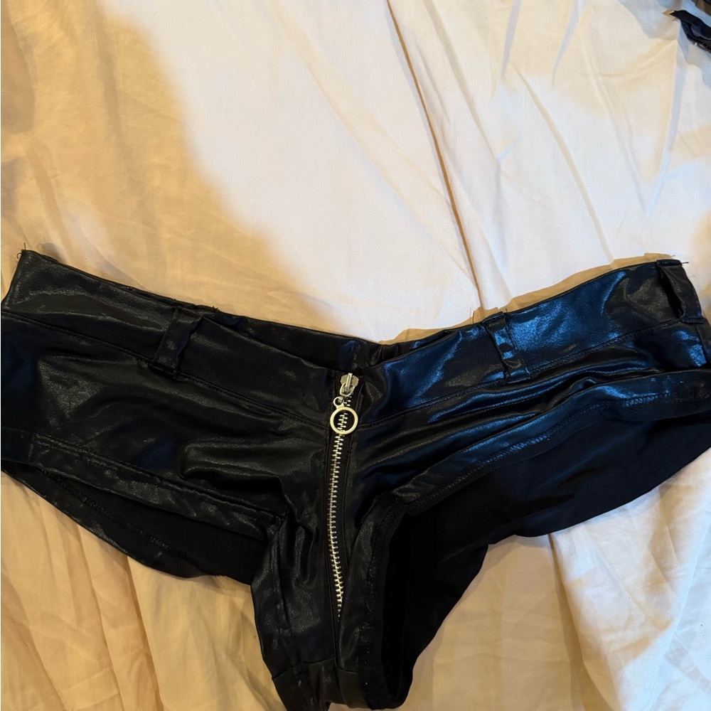 Chic Black High Waist Faux Leather Shorts